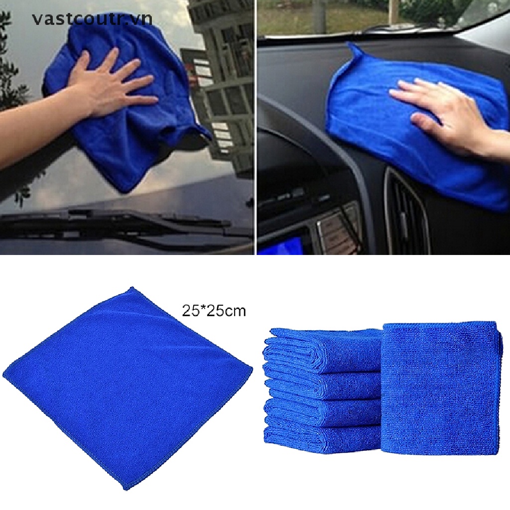 5 Khăn Lau Xe Hơi Vải Microfiber Màu Xanh Dương