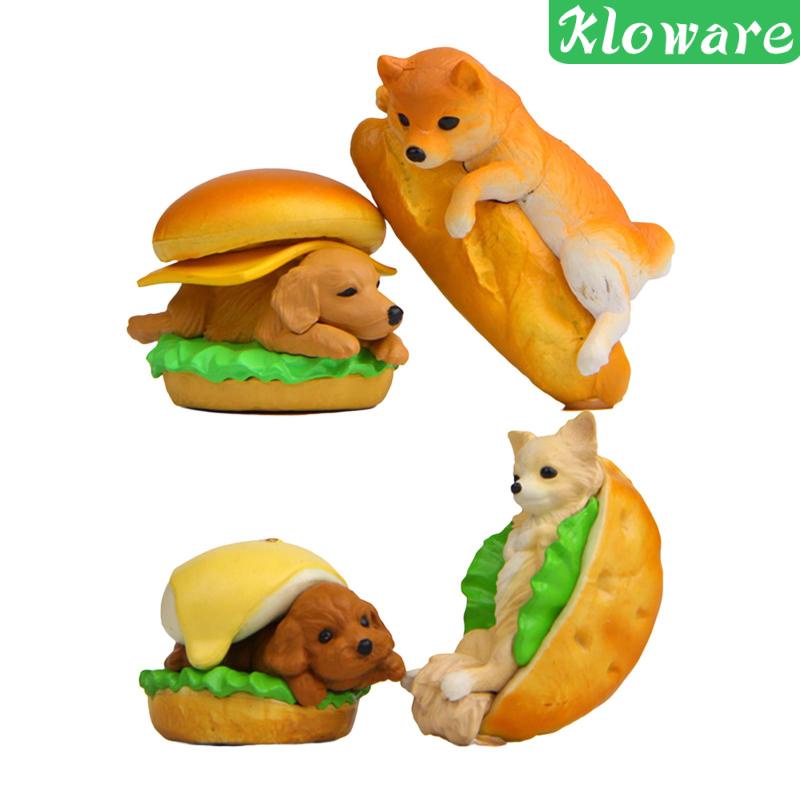 Set 4 Đồ trang trí Chú Chó Hamburger Vui Nhộn Bằng PVC Trang Trí Bảng Điều Khiển