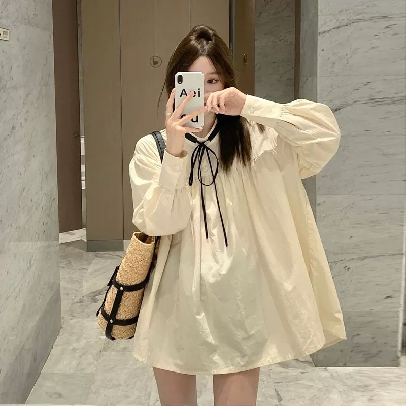 Áo sơ mi tay bồng thắt dây nơ như Triệu Lộ Tư