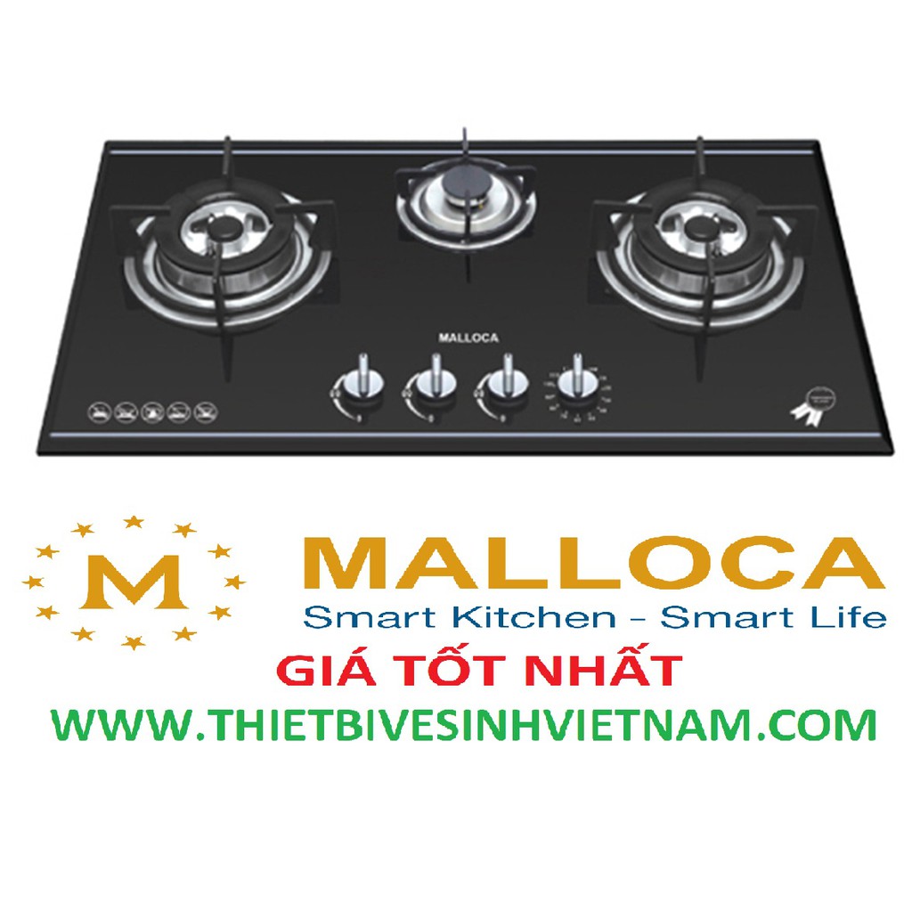 BẾP GA ÂM 3 BẾP CAO CẤP MALLOCA AS930B, CƯỜNG LỰC,CHÍNH HÃNG BẢO HÀNH 24 THÁNG