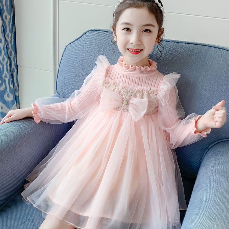 Đầm Công Chúa Dệt Kim Thời Trang Thu Đông Cho Bé Gái 3 5 6 7 8 9 Tuổi