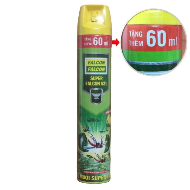 Bình xịt diệt muỗi Falcon 600ml (Tặng thêm 60ml)