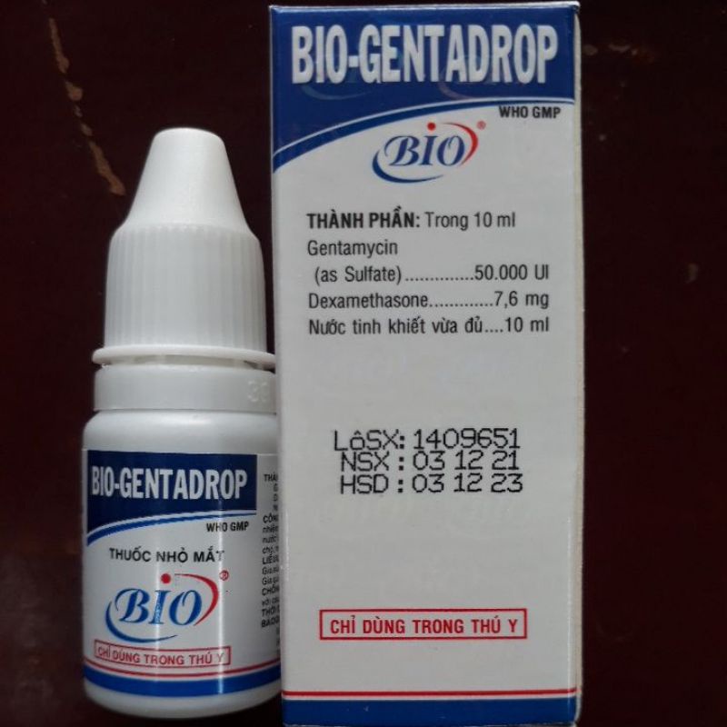 10ml BIO GENTADROP - nhỏ mắt trên chó, mèo, gia cầm, heo, trâu, bò, dê, cừu