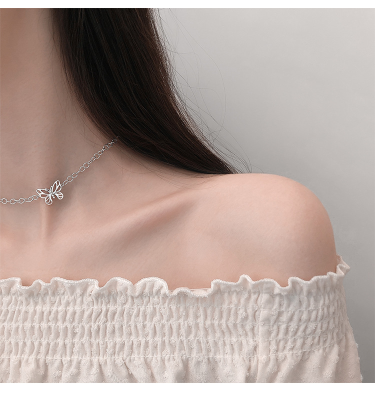 vòng cổ Hợp Kim Mặt Hình Bướm Đính Đá Sang Trọng Cho Nữ