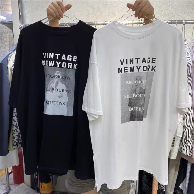 Áo thun áo phông cộc tay unisex nam nữ vintage 3158 chất dày NEWYORK MS 002