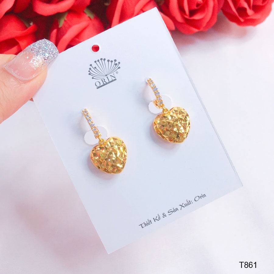 Bông tai hình trái tìm dáng dài  thiết kế cao cấp Orin T861