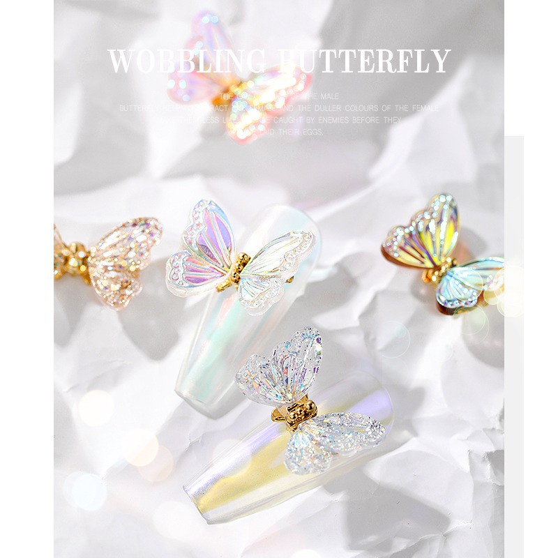 Bộ 2 Phụ Kiện Trang Trí Móng Tay Hình Bướm Thông Minh Bắt Mắt Sành Điệu