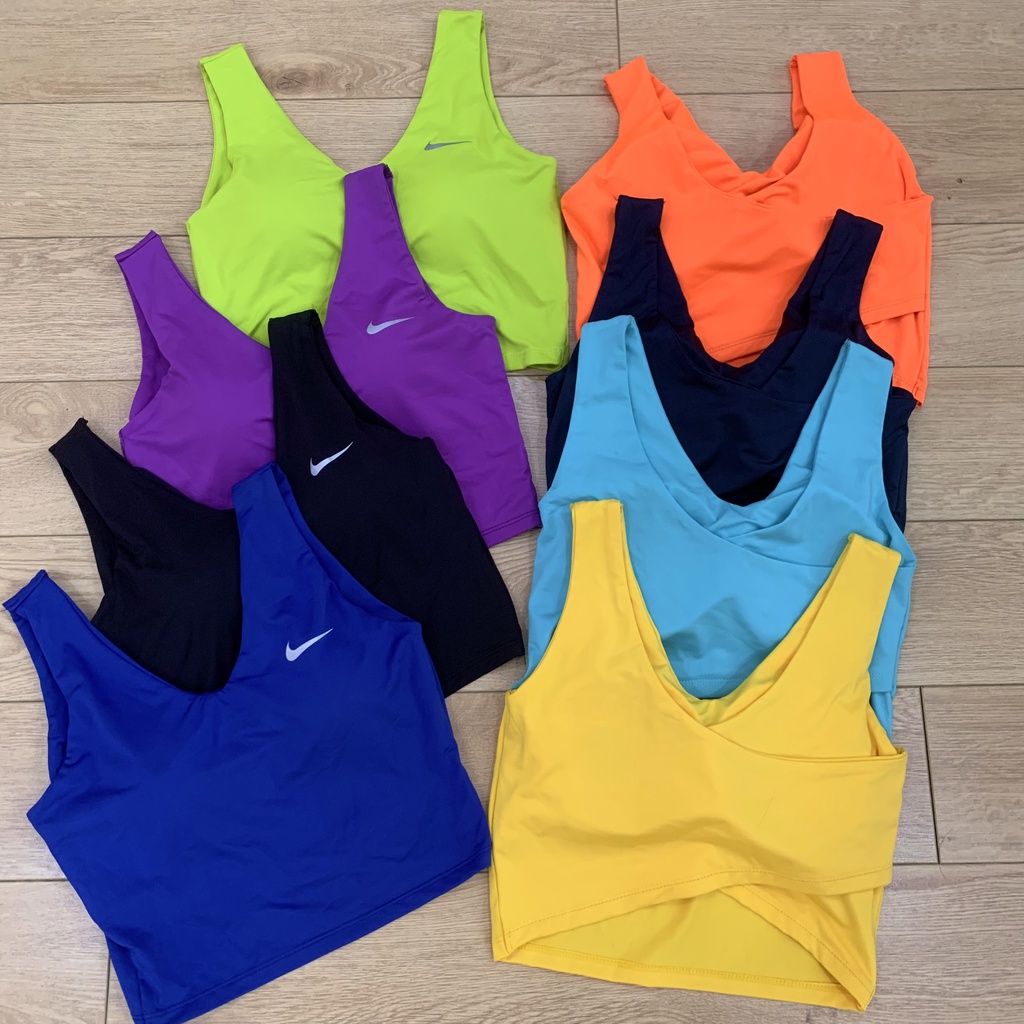 Áo Croptop Tập Gym Yoga Nữ Sát Nách Lưng Đắp Chéo Có Mút