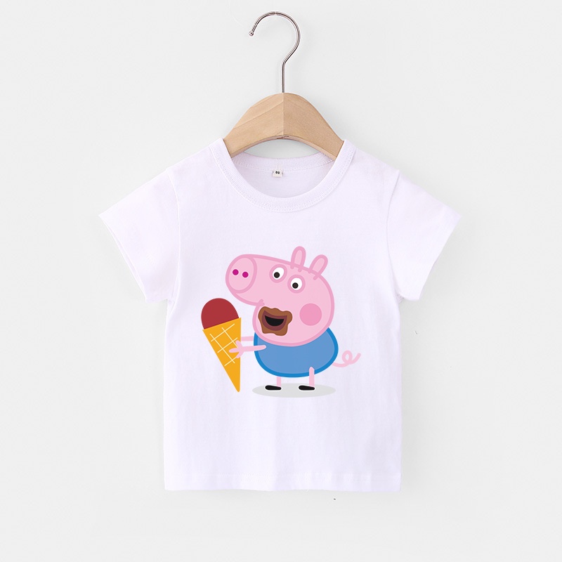 Áo thun chất liệu 100% cotton mềm hoạ tiết hoạt hình heo Peppa dành cho trẻ em 2021