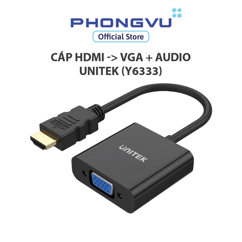 Cáp HDMI -&gt; VGA + Audio Unitek (Y6333) - Bảo hành 12 tháng