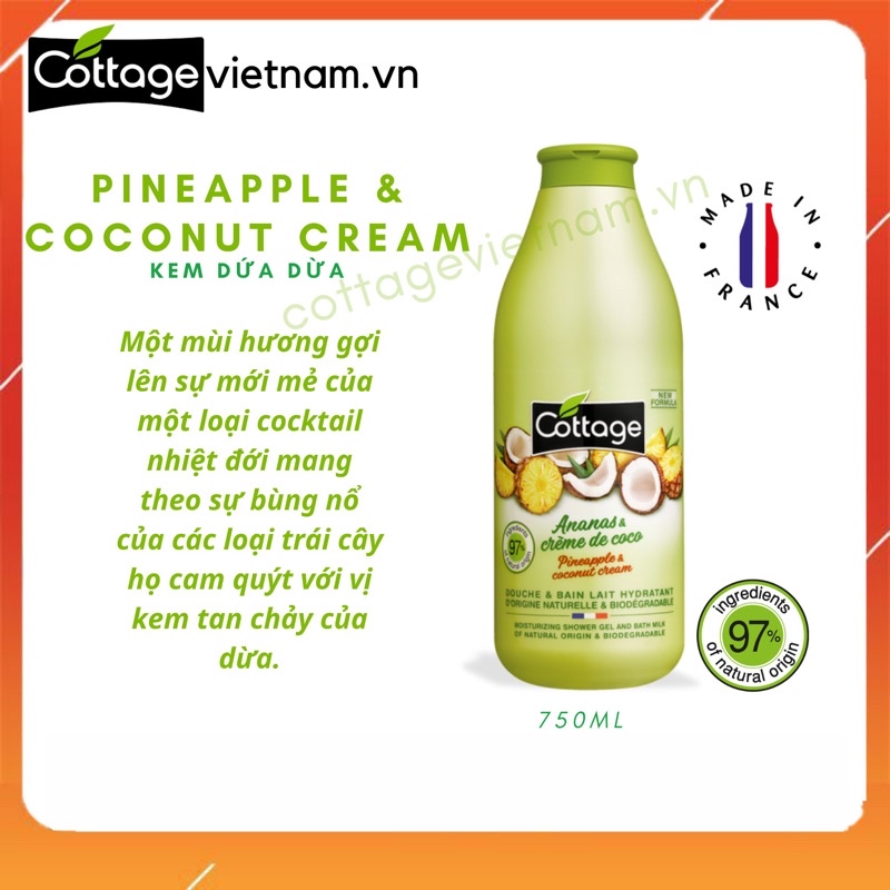 [Chai lớn 750ml-Đủ mùi]- Sữa tắm Cottage chính hãng của Pháp