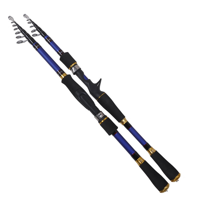 Cần Câu Máy Rút Gọn SHARK HUNTER - Carbon CAO CẤP - Cần câu cá xa bờ, lăng-xê, lure, câu rê... 1m8 2m1 2m4 2m7