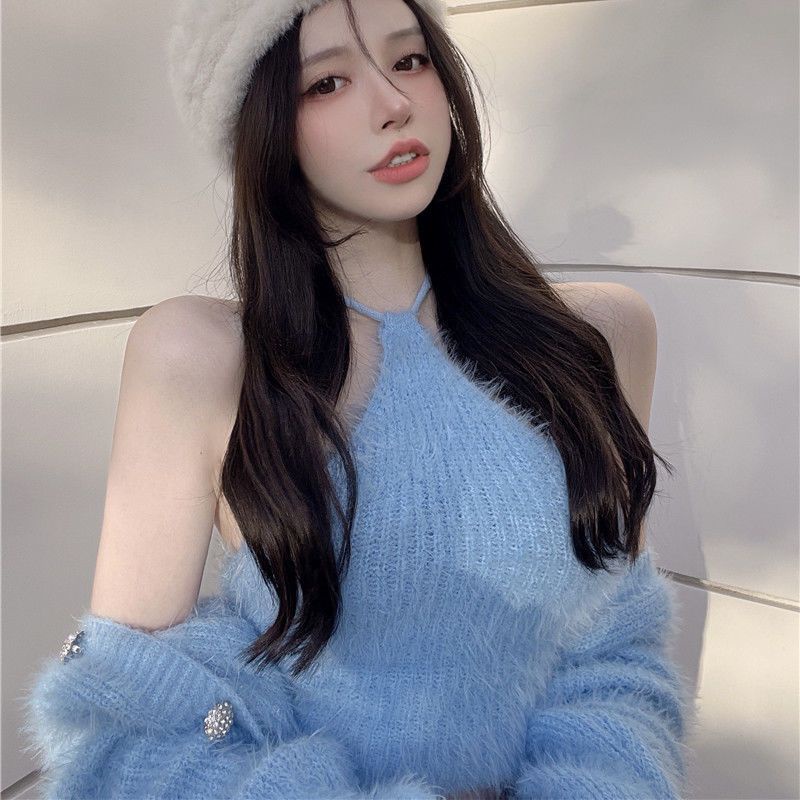 Áo sweater yếm nhung kèm khoác ngoài thời trang thu đông 2021 cho nữ