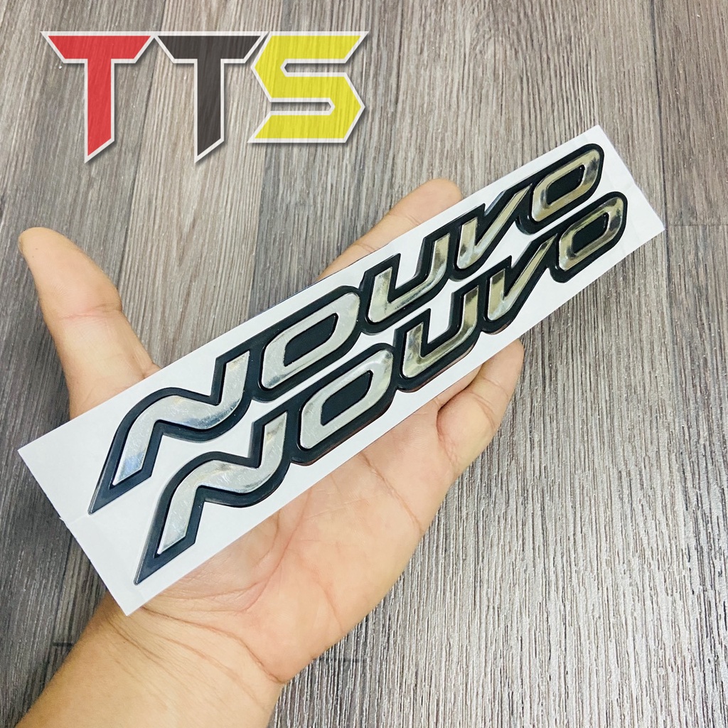 Bộ tem logo chữ nổi NOUVO 1, 2, 3 đời đầu chất liệu nhựa cứng 3d dáng trang trí xe yamaha