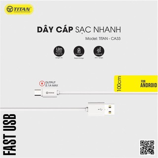 Cáp 1m 2.1A Chân Micro TITAN - CA33
