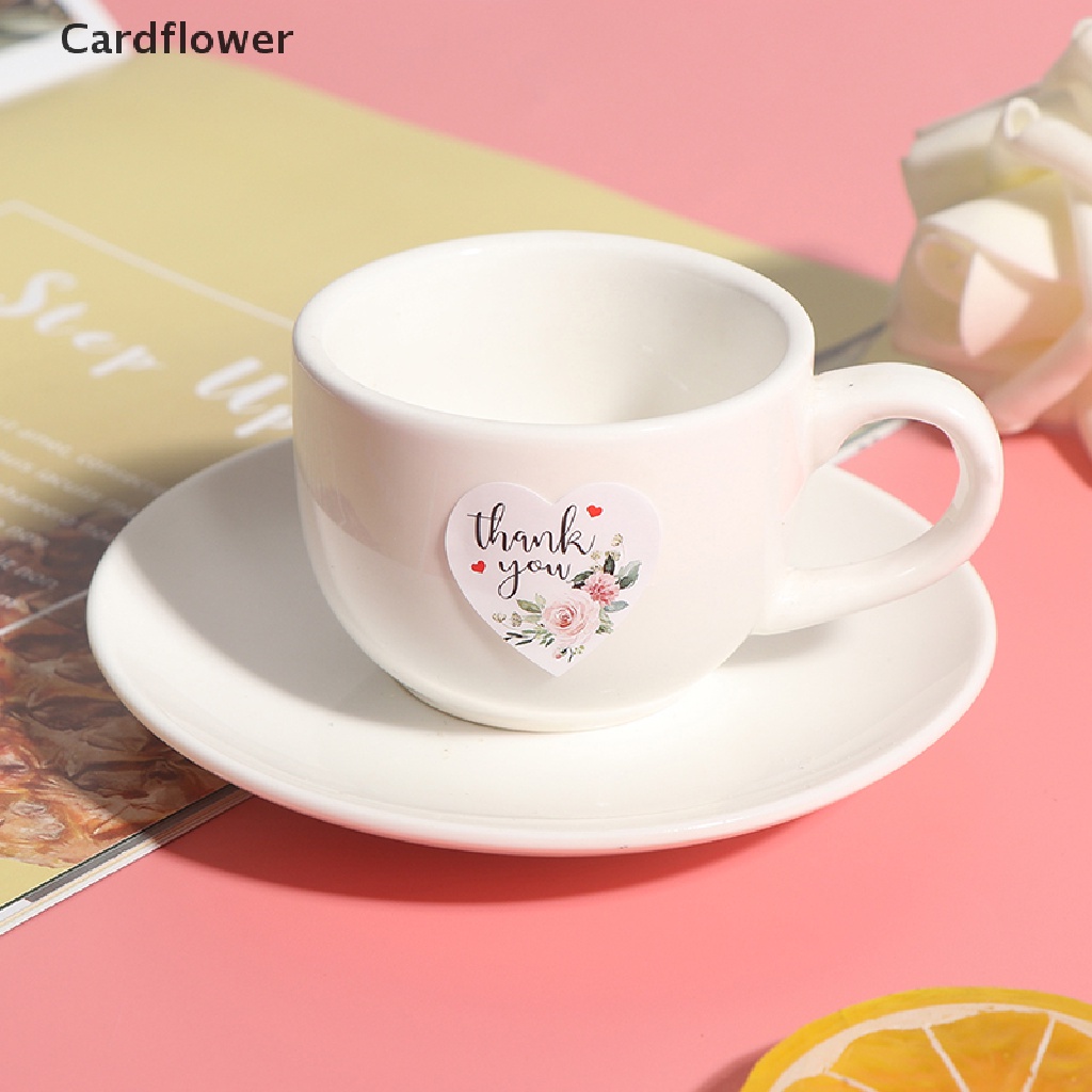 Cuộn 500 miếng dán hình trái tim in chữ Thank You trang trí quà tặng tiện dụng