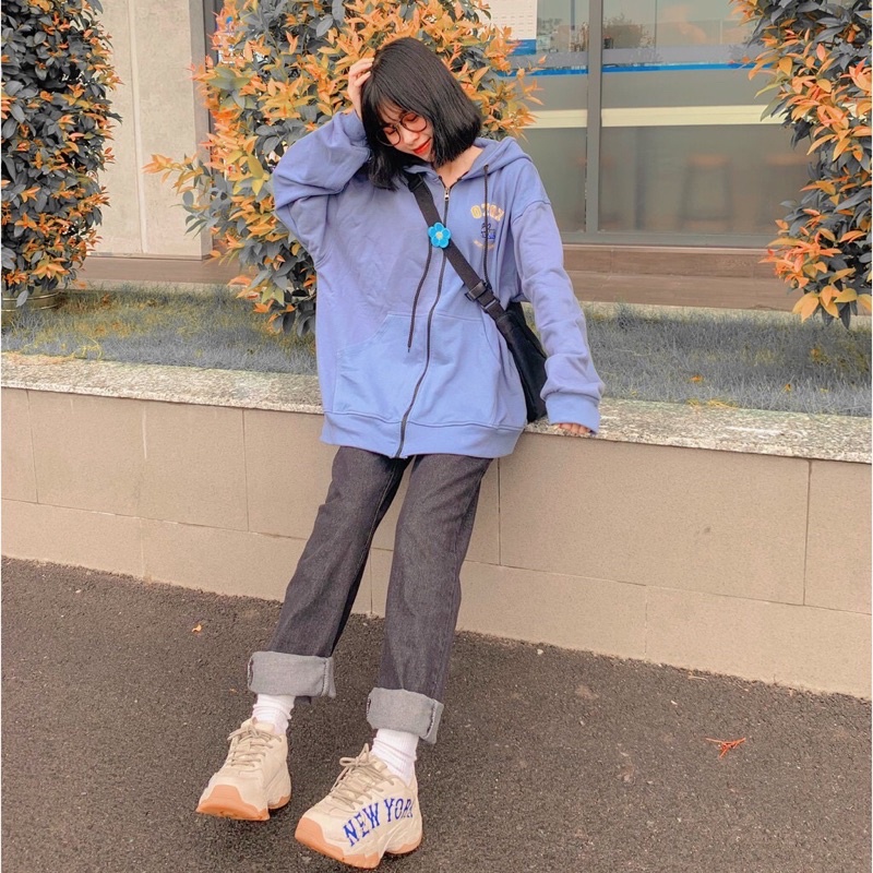 Áo Khoác Hoodie Zip Nỉ Bông 07.07 màu Xanh xám/Nam nữ Unisex/FREESHIP