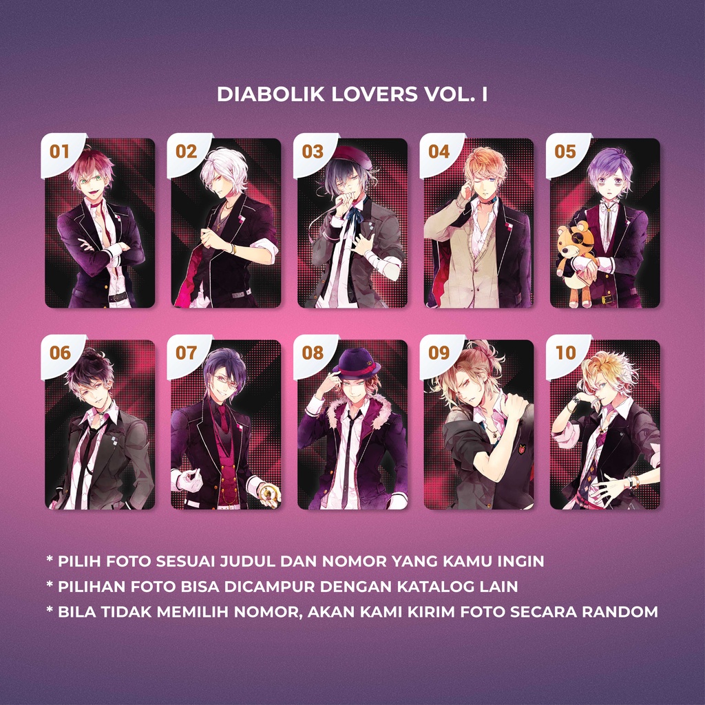 [ PHOTOCARD ] Thẻ Card Bo Góc Anime Diabolik Lovers Vol. I - Giấy Bìa Cứng - Có Màng Cán