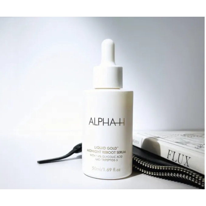 Serum dưỡng da ban đêm ALPHAH Liquid Gold Midnight Reboot Serum với 14% Glycolic Acid và Tripeptide-5