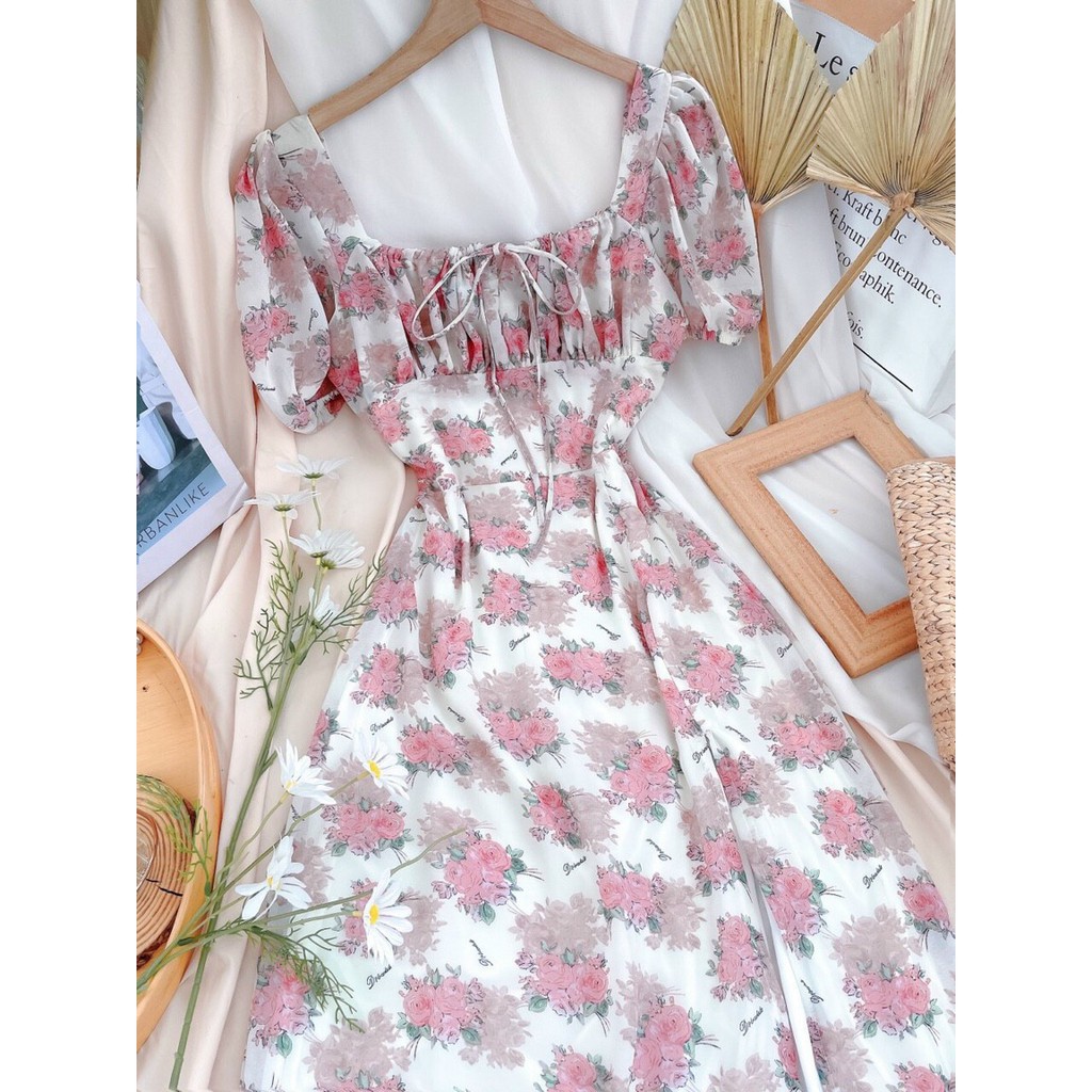 Đầm xòe nữ, đầm hoa nhí vintage, kiểu dáng nữ tính, thời trang, hàng may đẹp, kỹ, phom dưới 54kg- tùy chiều cao | BigBuy360 - bigbuy360.vn