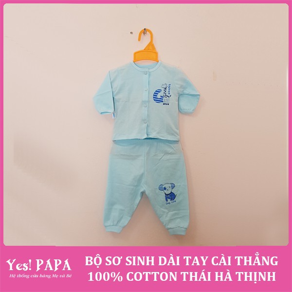 Bộ sơ sinh dài tay cài thẳng 100% cotton Thái Hà Thịnh