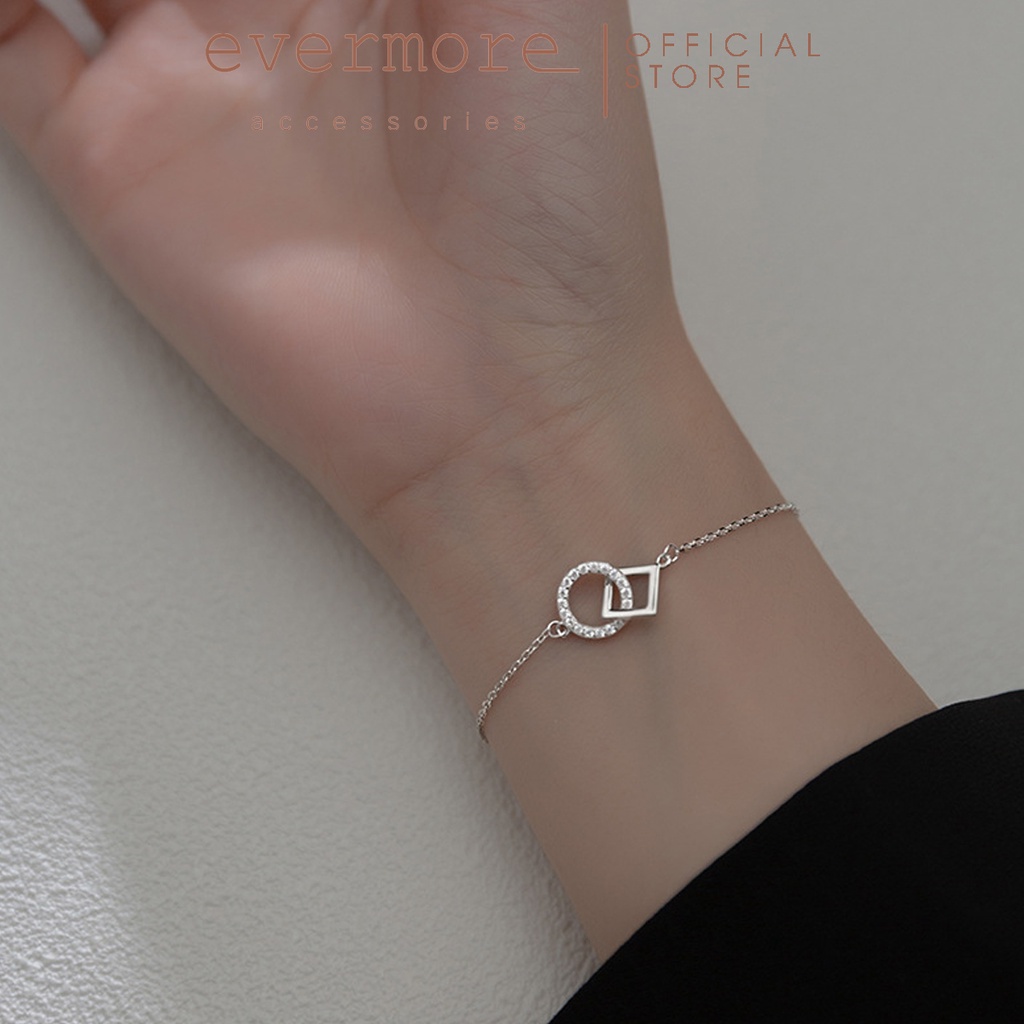 Vòng tay bạc EVERMORE, lắc tay vuông tròn bạc Ý 925 nguyên chất thanh lịch, minimalism - L008