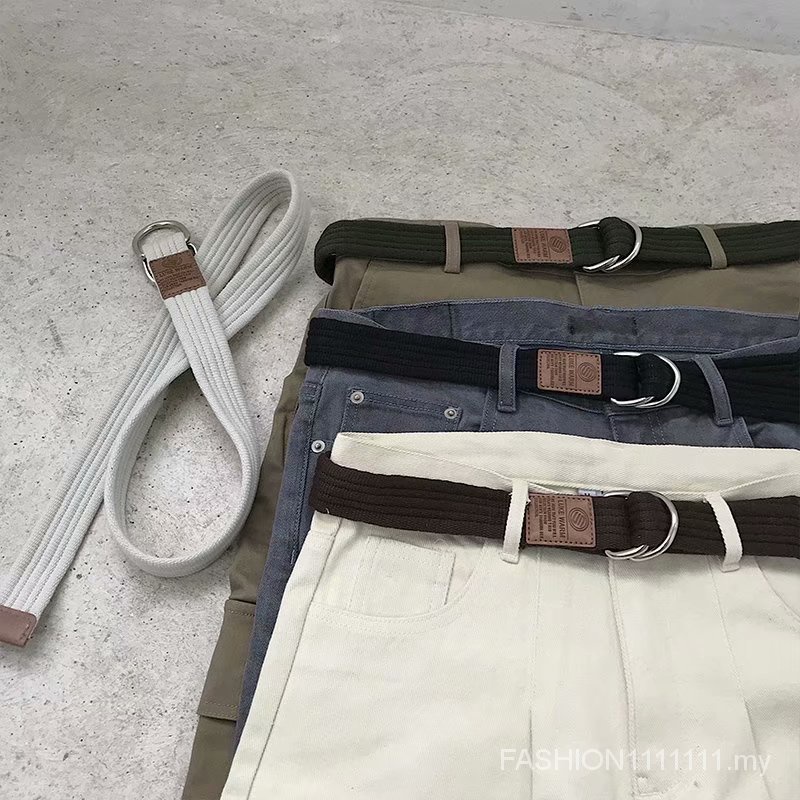 Thắt Lưng Vải Canvas Khóa Tròn Đôi Kiểu Hàn Quốc Thiết Kế Đơn Giản Thời Trang Cho Nam
