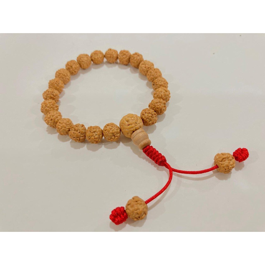 Vòng tay hạt bồ đề kim cang Nepal 8mm màu vàng gỗ tự nhiên - Nepali Handmade Natural Rudraksha Bead Bracelet