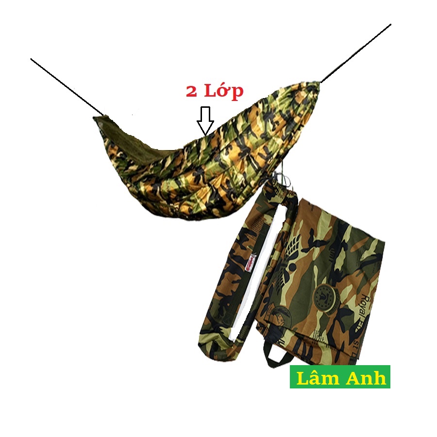Võng Dù 2 Lớp Mát Lạnh Màu Lính Rằn Ri