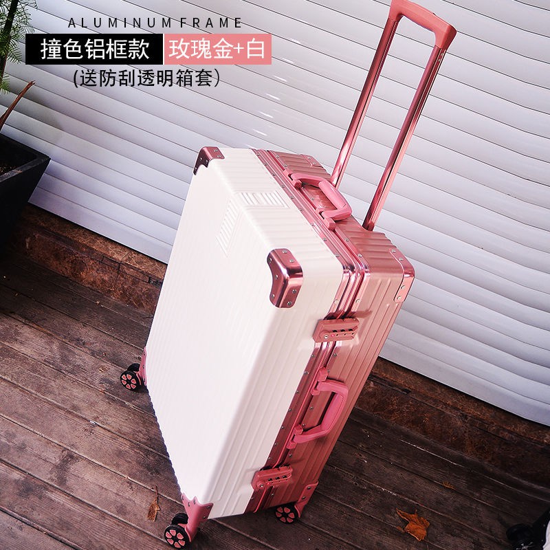 > Hộp đựng mật khẩu nữ sinh viên phiên bản Hàn Quốc da tươi nhỏ nam khung nhôm vali kéo in