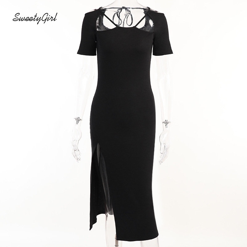 Đầm Midi Tay Ngắn Màu Trơn Dáng Ôm Thời Trang 2022 Quyến Rũ Cho Nữ