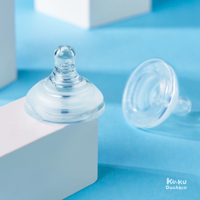 Ty núm thay bình sữa cổ rộng silicone mềm KUKU Duckbill dòng chảy chữ thập