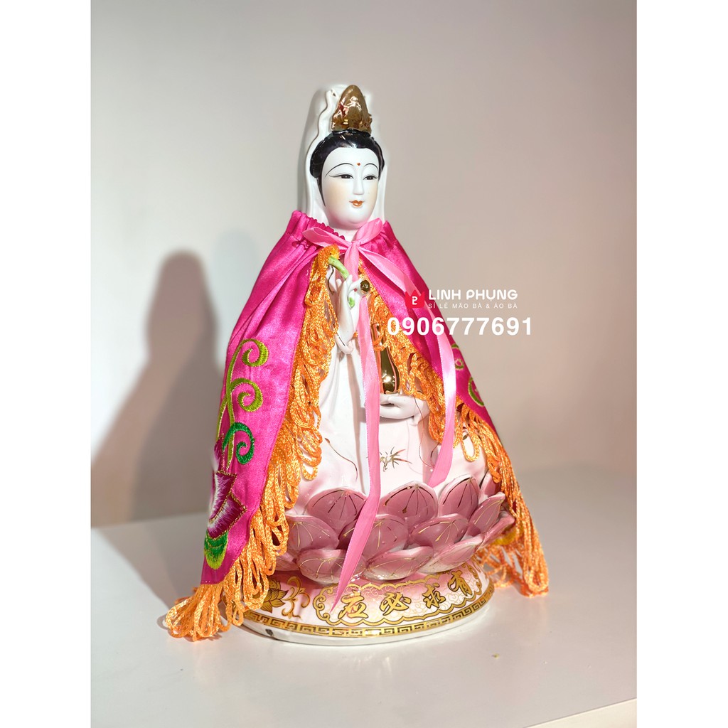 Áo choàng Quan Âm vải phi thêu sen trúc  - Mã: QAT
