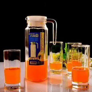 Bộ bình ly cốc thuỷ tinh dáng cao