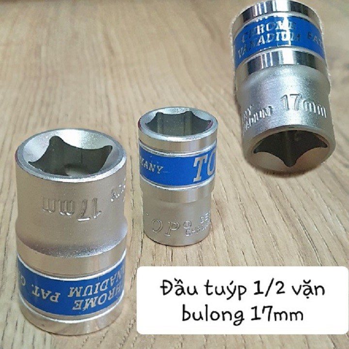 Bộ Dụng Cụ 7 Món  Cần Siết 1/2 Chữ T Cán Bọc Nhựa Và 6 Đầu Tuýp Lục Giác 1/2 size 10,12,13,14,17,19mm