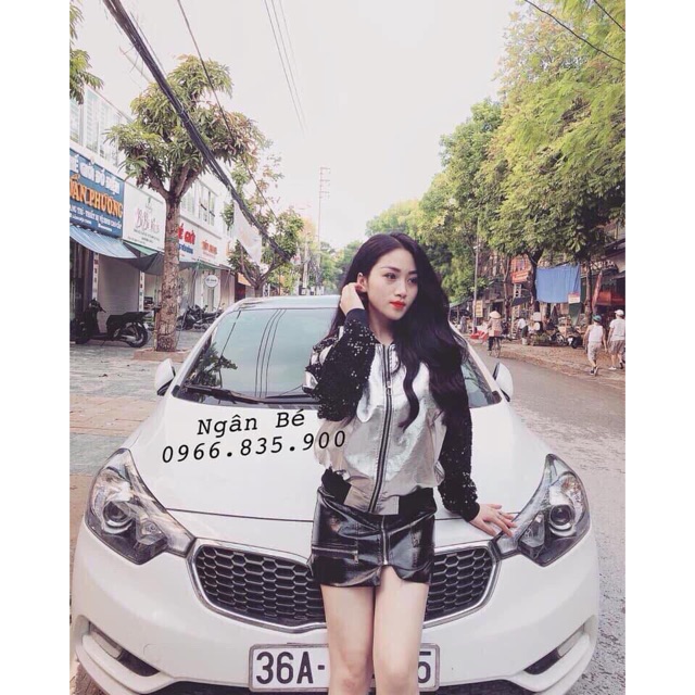 Áo khoác da phối kim tuyến