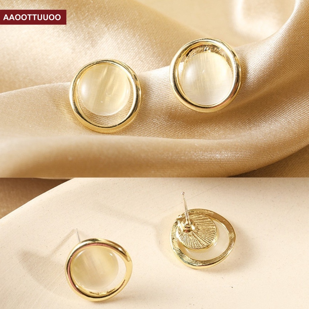 Đôi khuyên tai đính đá Opal thời trang cho nữ