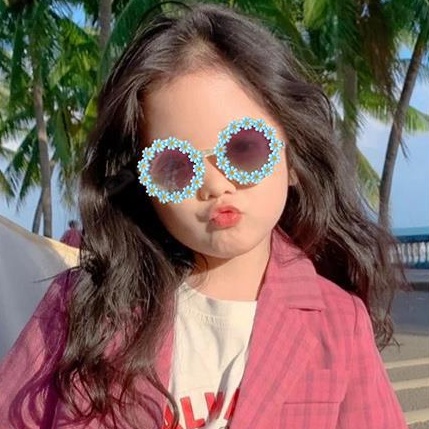 Kính Mát Chống Tia UV Họa Tiết Hoa Cúc Thời Trang Cho Bé