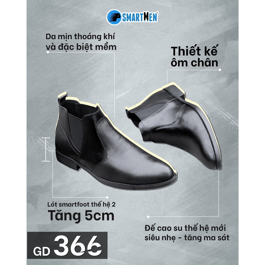 Chelsea Boot Da bò Tăng chiều cao SMARTMEN GD-366 Đen