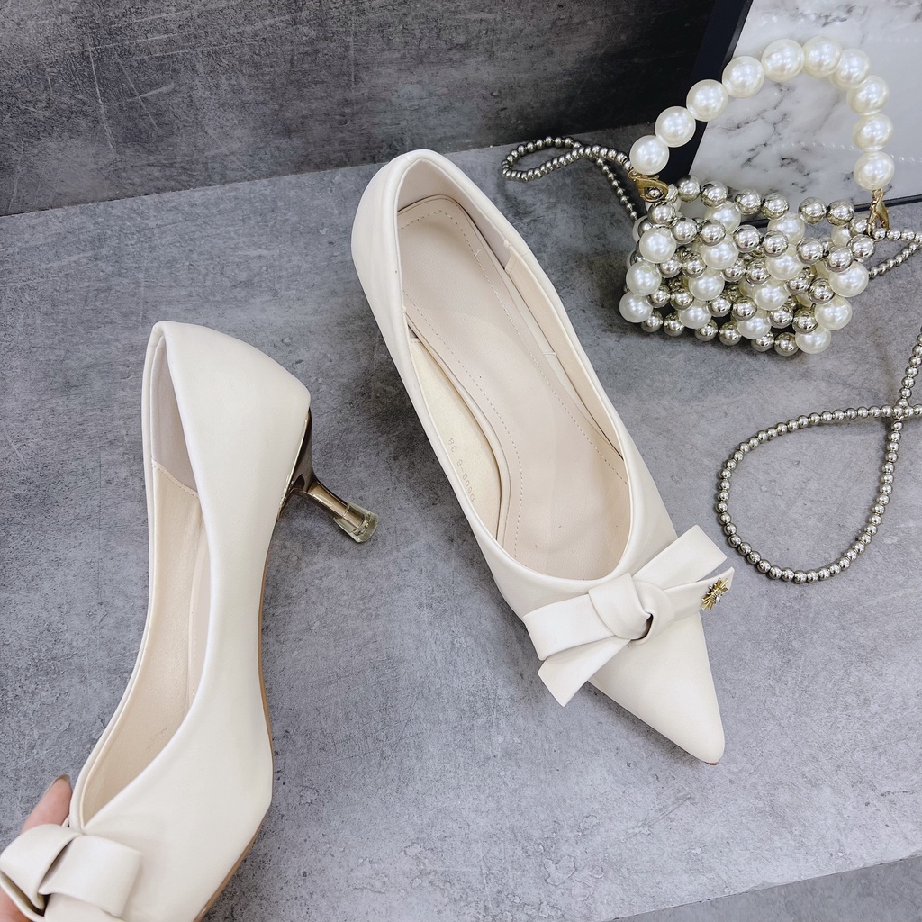 Min's Shoes - Giày Nơ Gót Nhọn Da Mềm Cao Cấp NC50