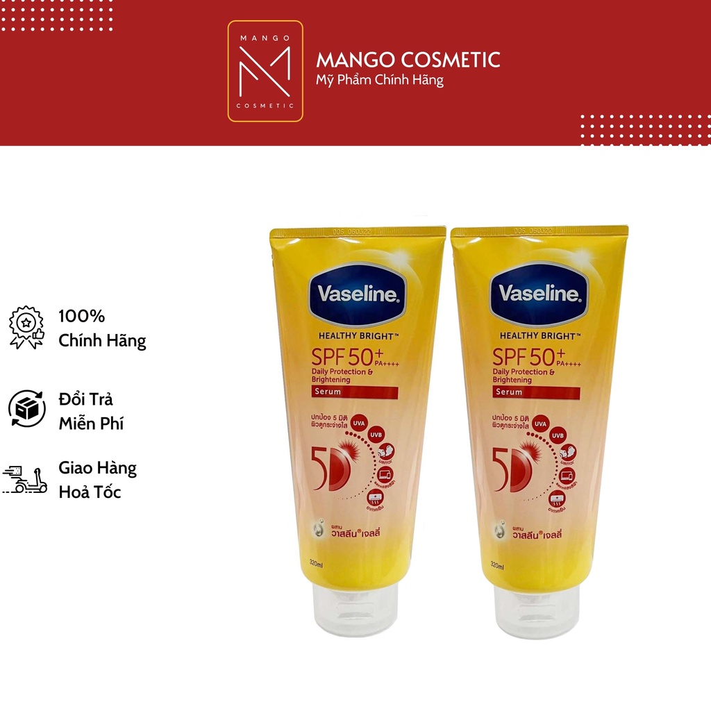 Sữa Dưỡng Thể Chống Nắng Vaseline 50X Healthy Bright SPF50+ PA++++ 320ml Thái Lan