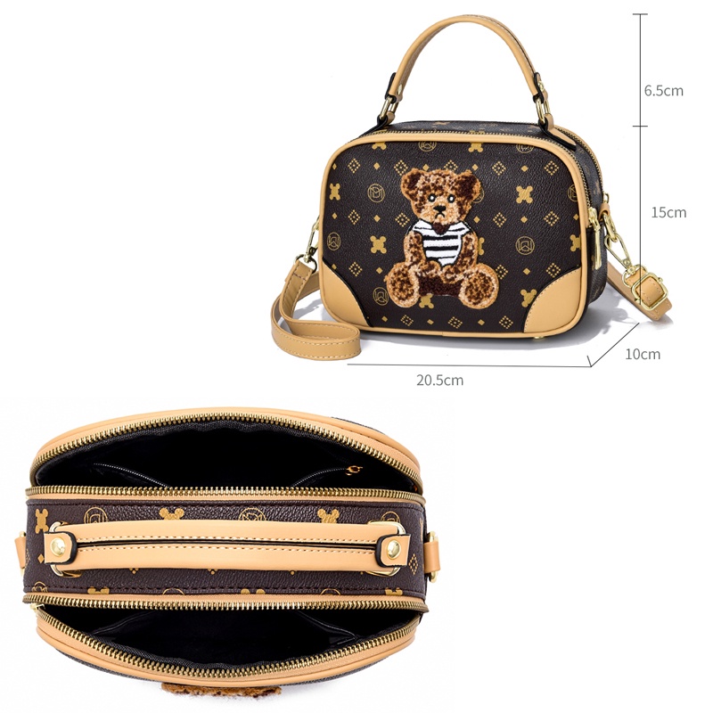Túi Đeo Chéo Hình Vuông Nhỏ Họa Tiết Gấu Dễ Thương Thời Trang Cho Nữ