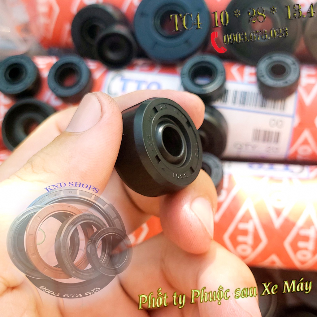 Phốt dầu ty phuộc sau xe FX TTO/NOK TC4 10*28*13.4,...Phốt cao su chặn nhớt loại vòng đệm 1 lò xo | KND Shops