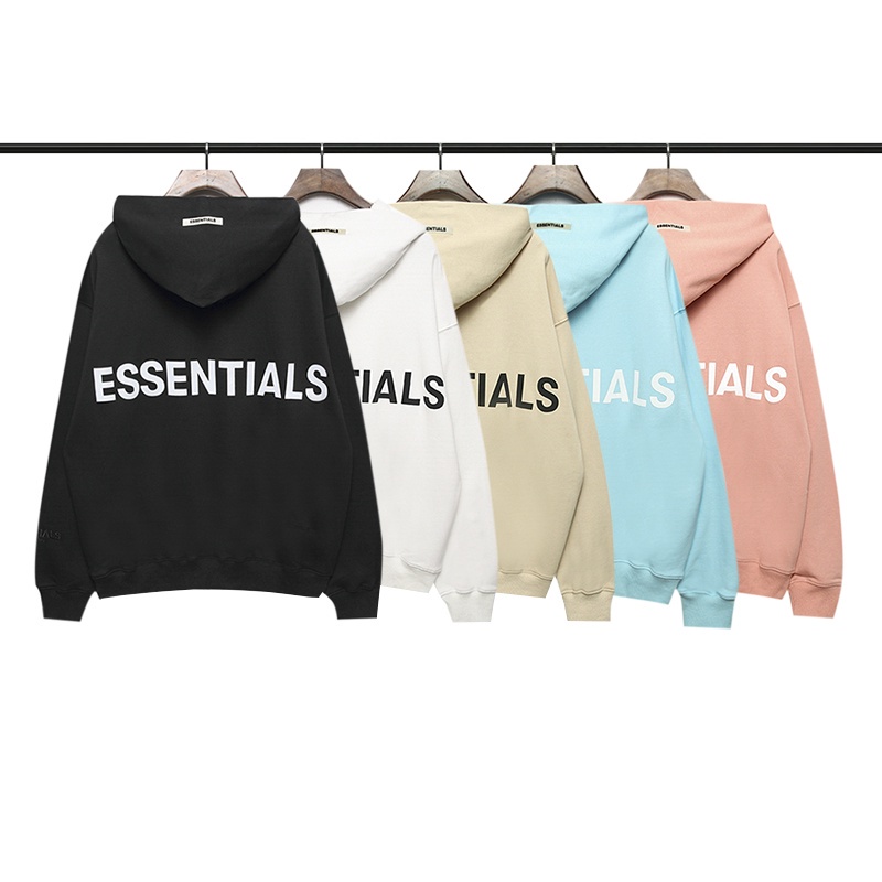 ✴Essentials Áo Khoác Cotton Kaki Tay Dài Có Mũ Trùm Đầu FG Màu Trắng Đen Hồng Xanh Dương FEAR OF GOD Cho Nam Và Nữ