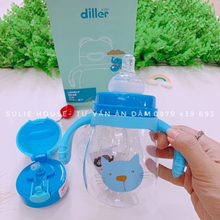 Bình nước Diller 2in 1(đầu ống hút+núm ti)