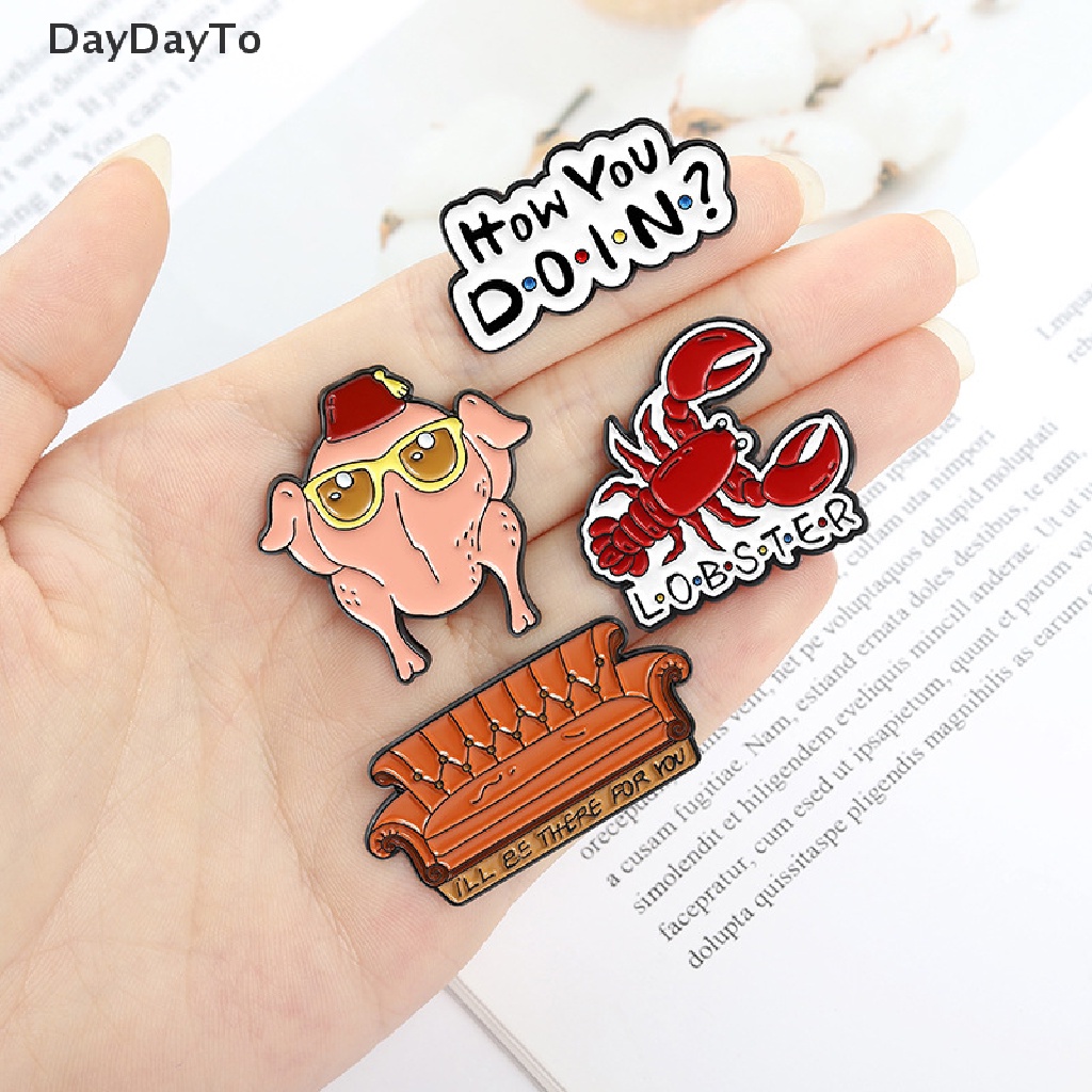 Huy Hiệu Cài Áo Hình Mèo / Tôm Hùm / Gà Tây Tráng Men Họa Tiết How You Doin Friends How You