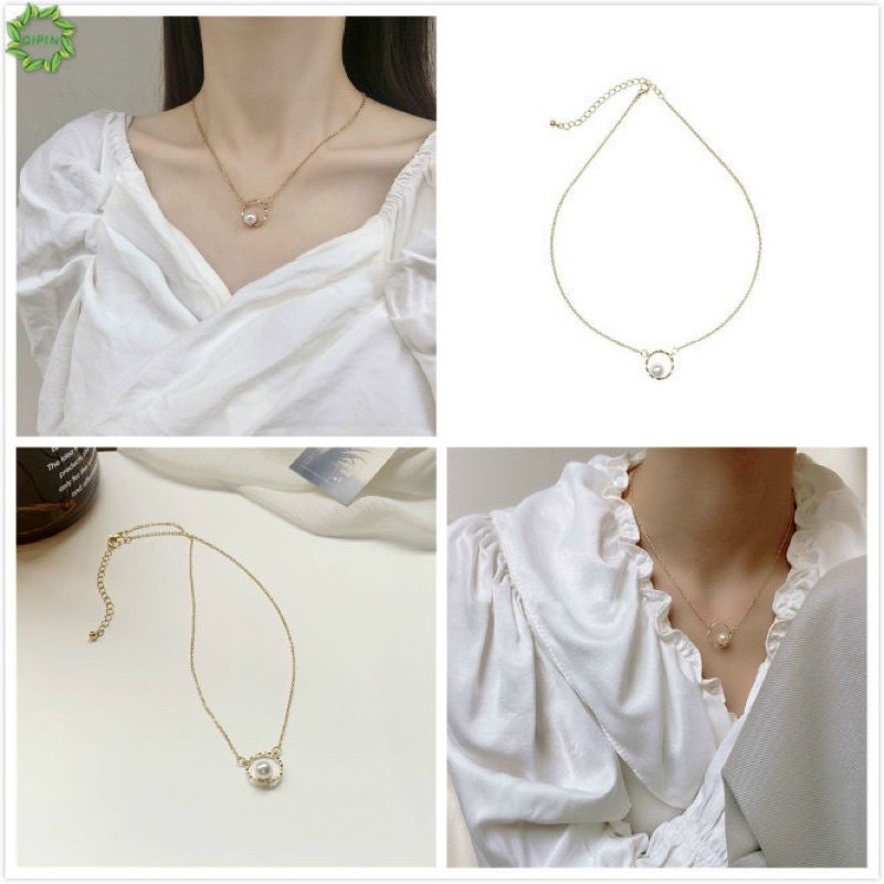 DÂY CHUYỀN ĐÍNH NGỌC TRAI GIẢ PHONG CÁCH HÀN QUỐC SIÊU XINH.TN