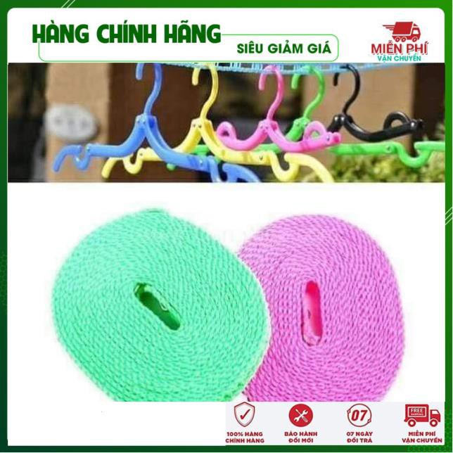 💝FREESHIP - HÀNG CHUẨN💝 Dây phơi đồ 5m chống xô lệch|Dây phơi quần áo có móc gài Thông Minh - Đồ Gia Dụng Thông Minh