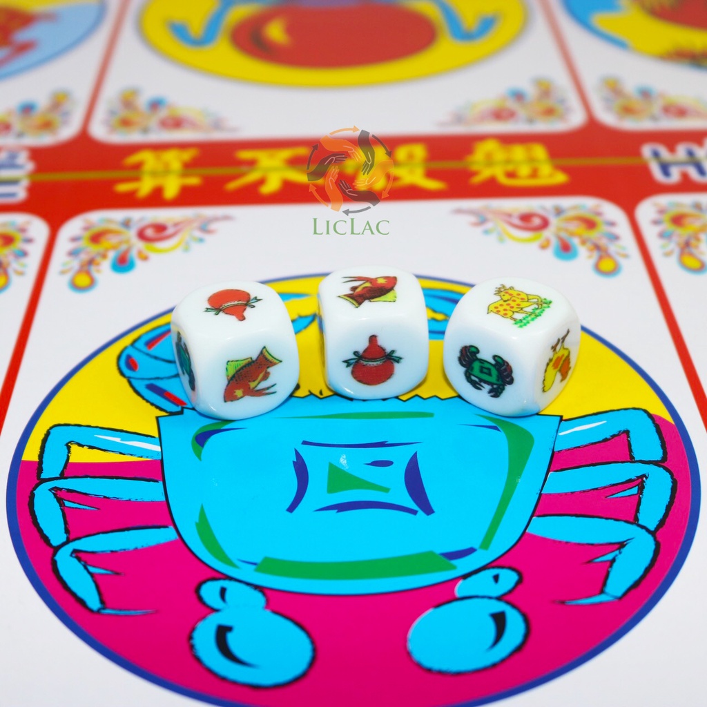 [Có VIDEO] Bộ đồ chơi Bầu Cua ( Bàn Nhựa + 3 Xúc Xắc Đá ) sản xuất tại Việt Nam, Đồ chơi trẻ em Boardgame