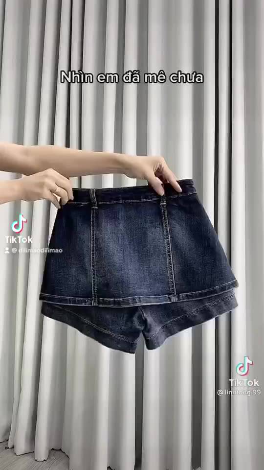 chân váy quần jean rách co giãn lưng siêu cao màu dơ ( hình thật kèm video) | BigBuy360 - bigbuy360.vn